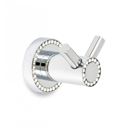 Topex A101040201 2 1/4" Wall Mount Double Robe Hook with Swarovski Crystals in Chrome