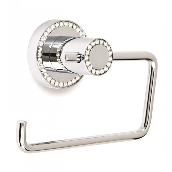 Topex A101050101 6 1/4" Wall Mount Toilet Paper Holder with Cover Swarovski Crystal in Chrome