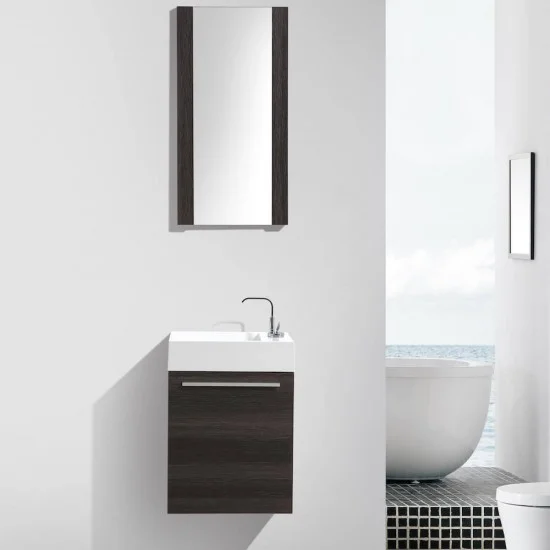 Fresca Pulito Small Black Modern Bathroom Vanity with Tall Mirror