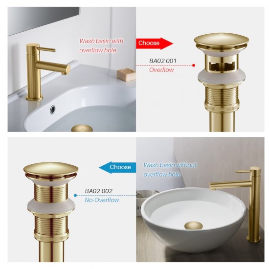 Blossom 1-1/4” Brass Pop-up with Overflow – BA02 001