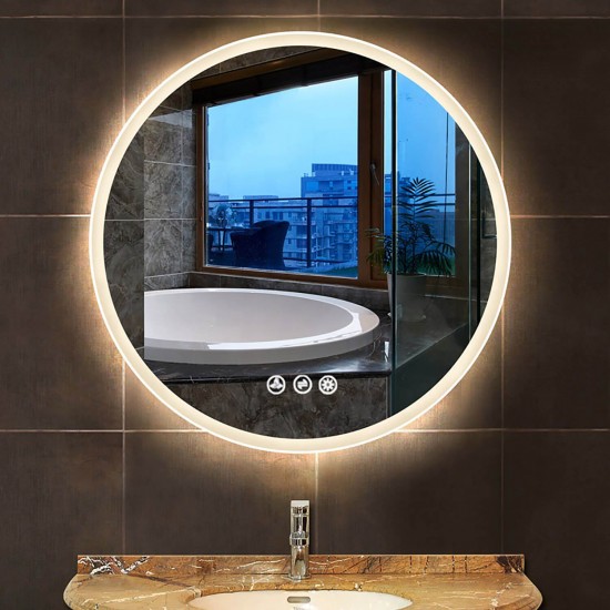 Orion 32″ Round LED Mirror with Frosted Side