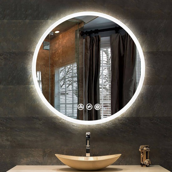 Orion 32″ Round LED Mirror with Frosted Side