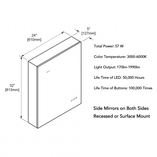 Sirius – 24 Inches LED Medicine Cabinet