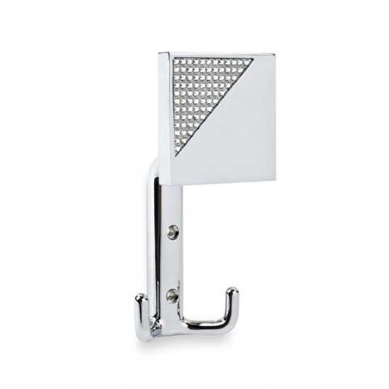 Topex P2040CRLSWA 2 1/4" Wall Mount Double Robe and Towel Hook with Corner Swarovski Crystals in Chrome