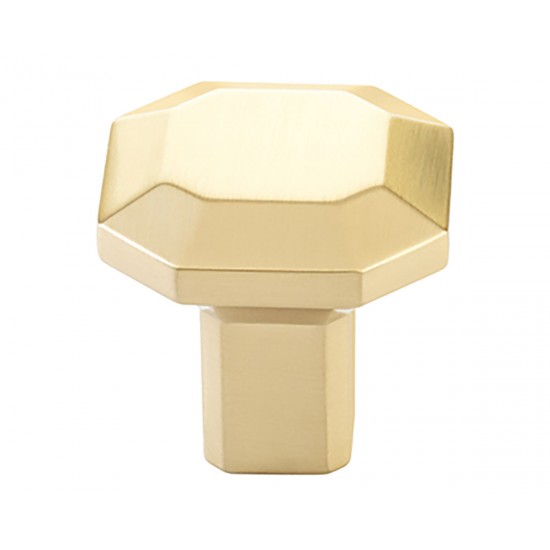 Emtek Hollywood Regency 1-1/4" Riviera Square Cabinet Knob (Satin Brass)