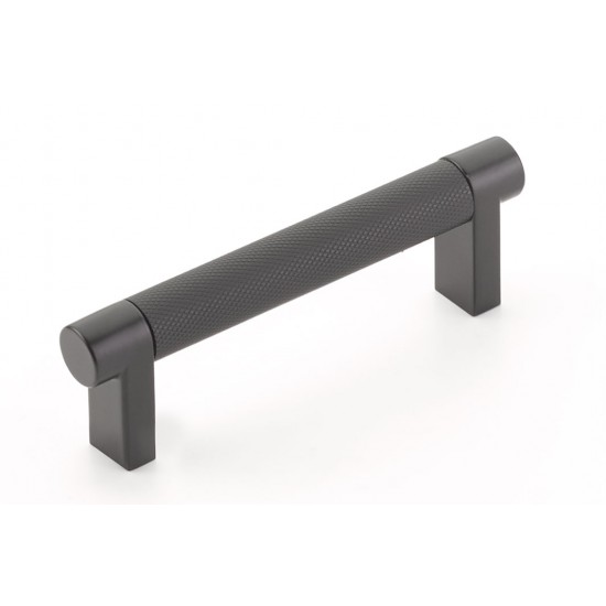 Emtek Select 3-1/2" Center-to-Center Knurled Cabinet Pull (Flat Black)