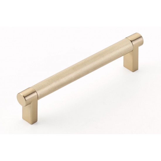 Emtek Select 5" (128mm) Center-to-Center Knurled Cabinet Pull (Satin Brass)