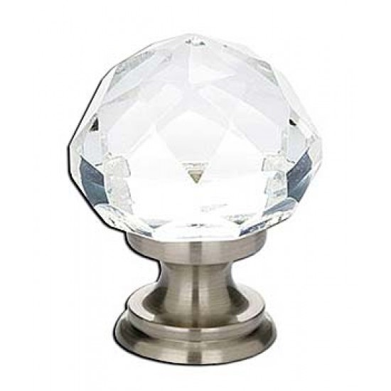 Emtek 1" Diamond Crystal Cabinet Knob - (Satin Nickel)