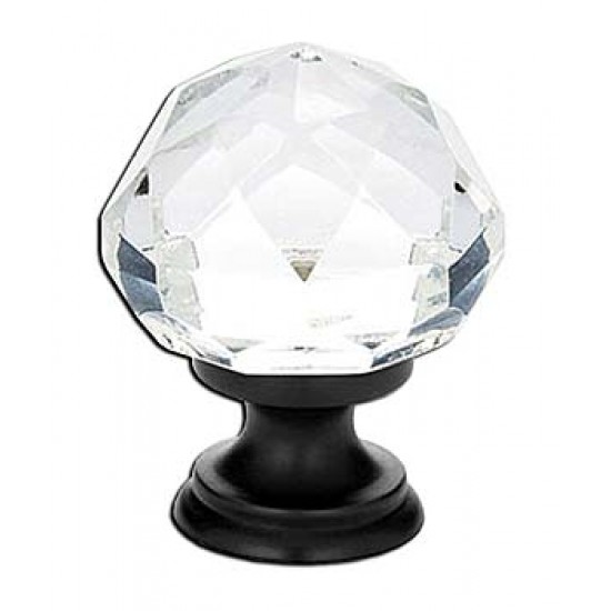 Emtek 1" Diamond Glass Cabinet Knob - (Flat Black)