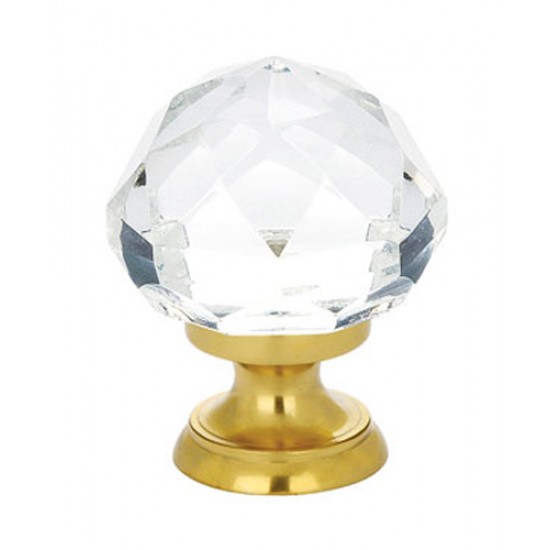 Emtek 1" Diamond Glass Cabinet Knob - (Polished Brass)