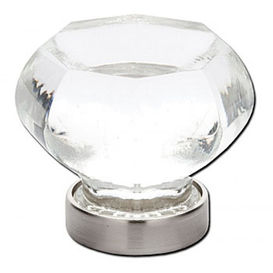 Emtek 1" Old Town Clear Glass Cabinet Knob - (Satin Nickel)