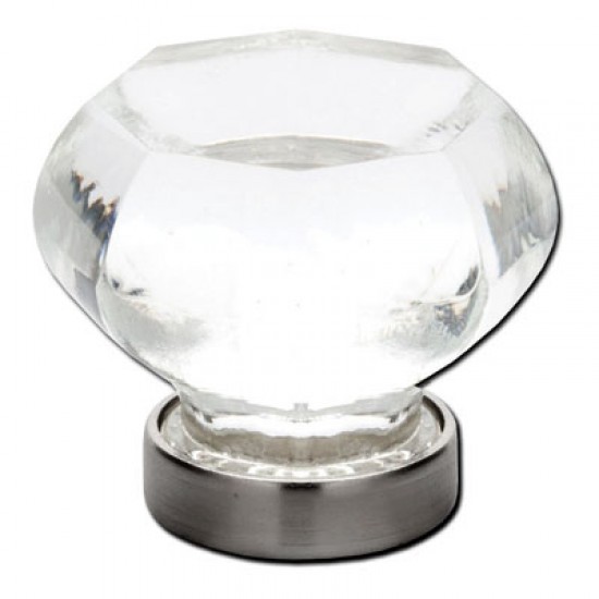 Emtek 1" Old Town Clear Crystal Cabinet Knob - (Pewter)