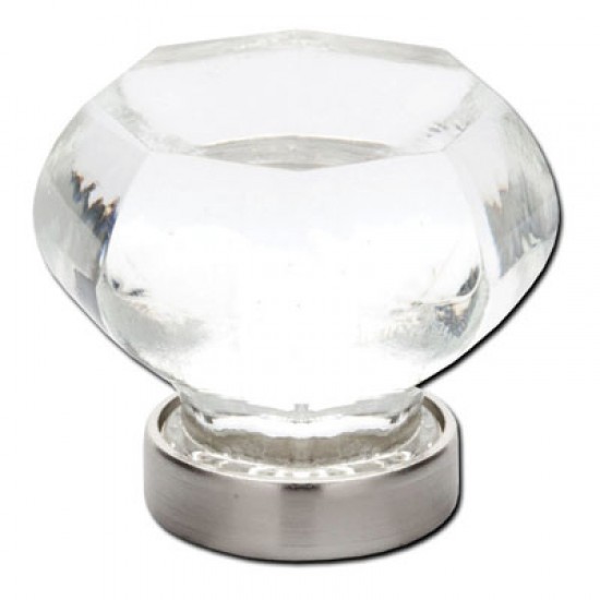 Emtek 1-1/4" Old Town Clear Crystal Cabinet Knob - (Satin Nickel)
