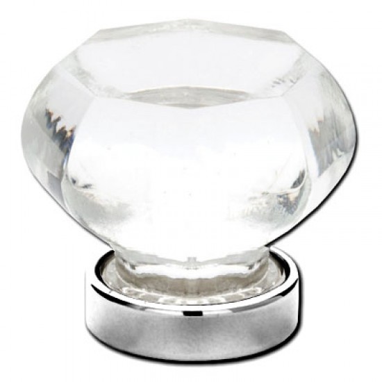 Emtek 1-1/4" Old Town Clear Glass Cabinet Knob - (Polished Chrome)