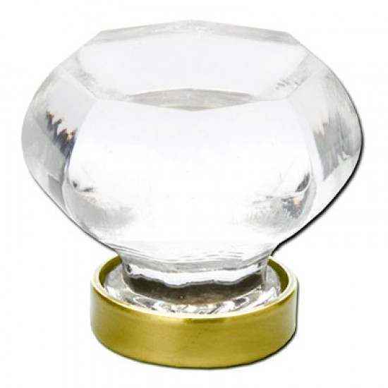 Emtek 1" Old Town Clear Glass Cabinet Knob - (Polished Brass)