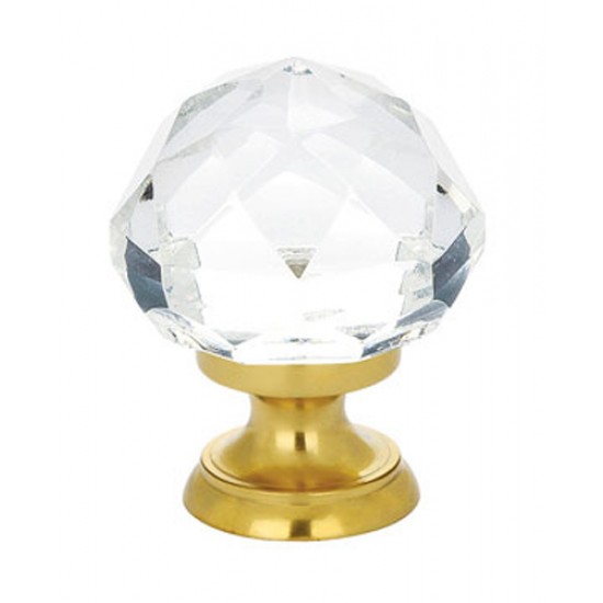 Emtek 1-1/4" Diamond Glass Cabinet Knob - (Polished Brass)