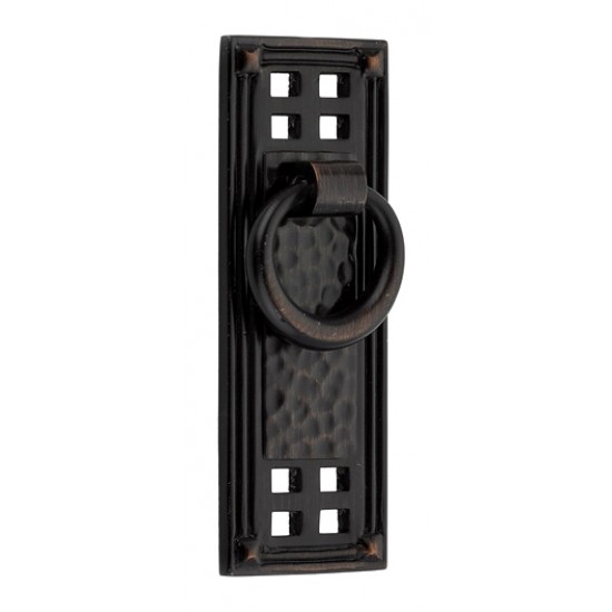 Emtek Arts and Crafts 3-1/2" Hammered Vertical Cabinet Ring Pull (Oil Rubbed Bronze)