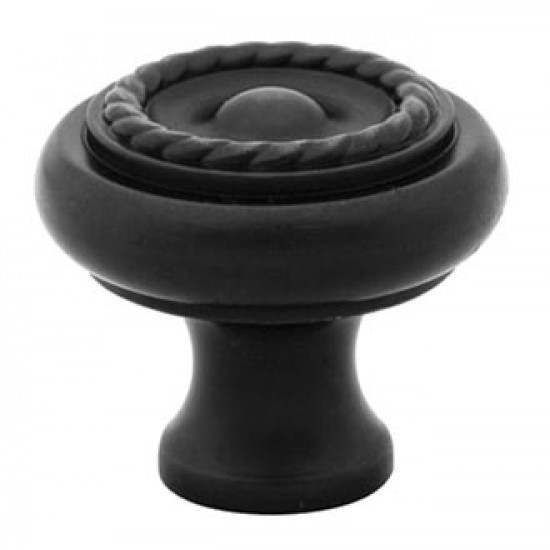 Emtek Solid Brass 1" Rope Cabinet Knob (Flat Black)