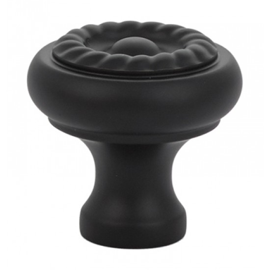 Emtek Solid Brass 1-1/4" Rope Cabinet Knob (Flat Black)