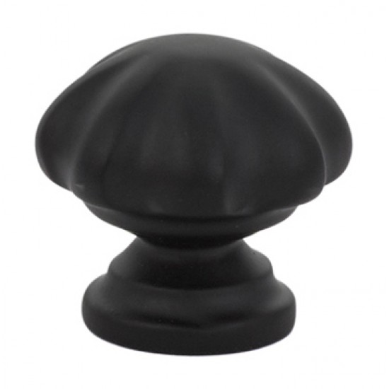 Emtek Solid Brass Melon 1" Cabinet Knob (Flat Black)