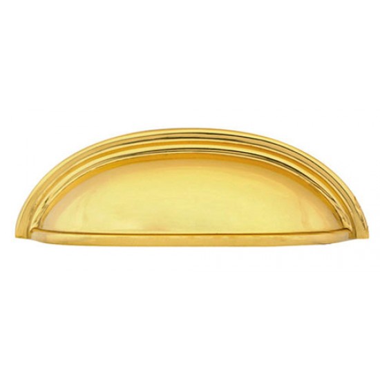 Emtek Solid Brass 4" Center-to-Center Cabinet Cup Pull (Unlacquered Brass)