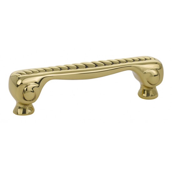 Emtek Solid Brass 3-1/2" Center-to-Center Rope Cabinet Pull (Unlacquered Brass)