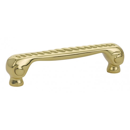 Emtek Solid Brass 4" Center-to-Center Rope Cabinet Pull (Unlacquered Brass)