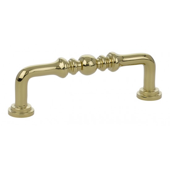 Emtek Solid Brass 3-1/2" Center-to-Center Cabinet Pull (Unlacquered Brass)