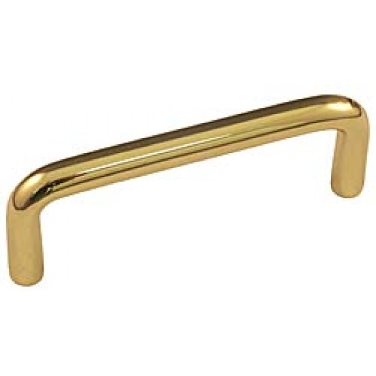 Emtek Solid Brass 3-1/2" Center-to-Center Cabinet Pull (Unlacquered Brass)