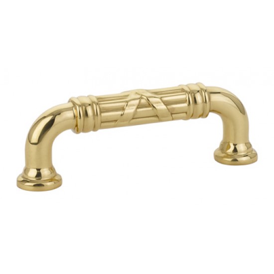 Emtek Ribbon and Reed 3" Center-to-Center Estate Pull (Polished Brass)