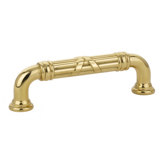 Emtek Ribbon and Reed 3-1/2" Center-to-Center Estate Pull (Unlacquered Brass)