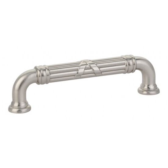 Emtek Ribbon and Reed 4" Center-to-Center Estate Pull (Satin Nickel)