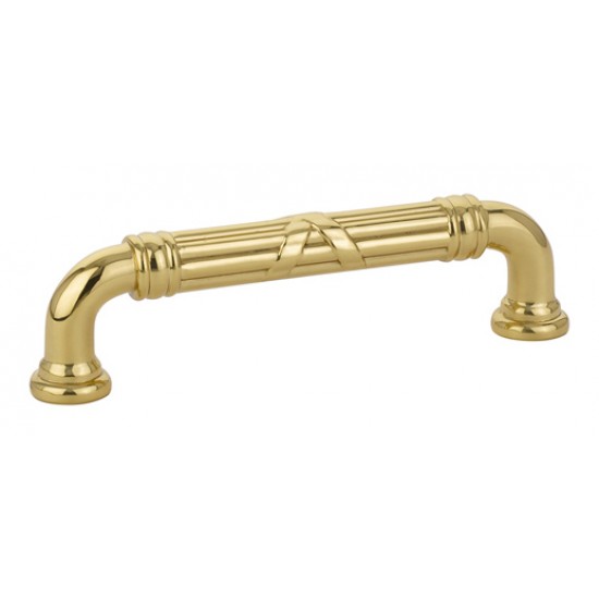 Emtek Ribbon and Reed 4" Center-to-Center Estate Pull (Unlacquered Brass)