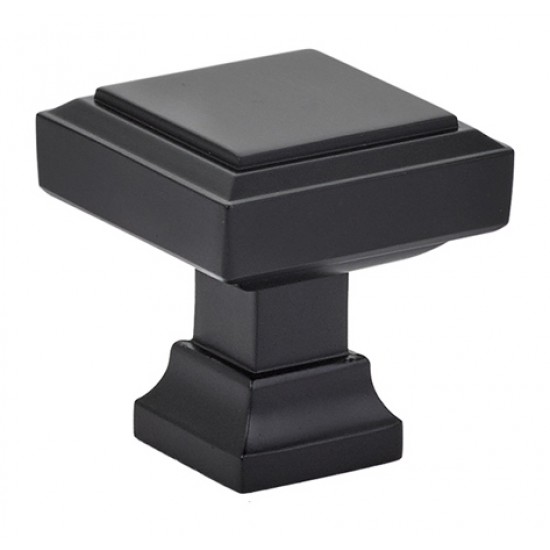 Emtek Geometric 1-1/4" Square Knob (Flat Black)