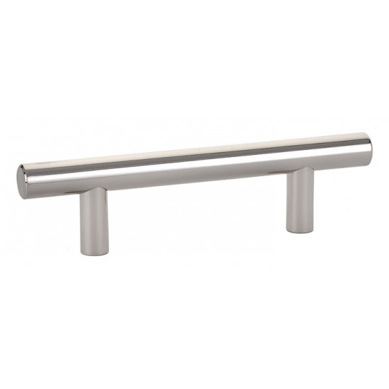 Emtek Solid Brass 3" Center-to-Center Cabinet Bar Pull - 5" (128mm) Overall Length (Polished Nickel)