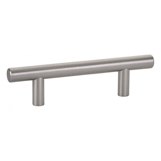 Emtek Solid Brass 3" Center-to-Center Cabinet Bar Pull - 5" (128mm) Overall Length (Satin Nickel)