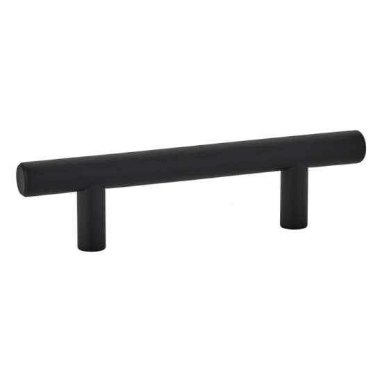 Emtek Solid Brass 3" Center-to-Center Cabinet Bar Pull - 5" (128mm) Overall Length (Flat Black)
