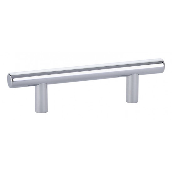 Emtek Solid Brass 3" Center-to-Center Cabinet Bar Pull - 5" (128mm) Overall Length (Polished Chrome)