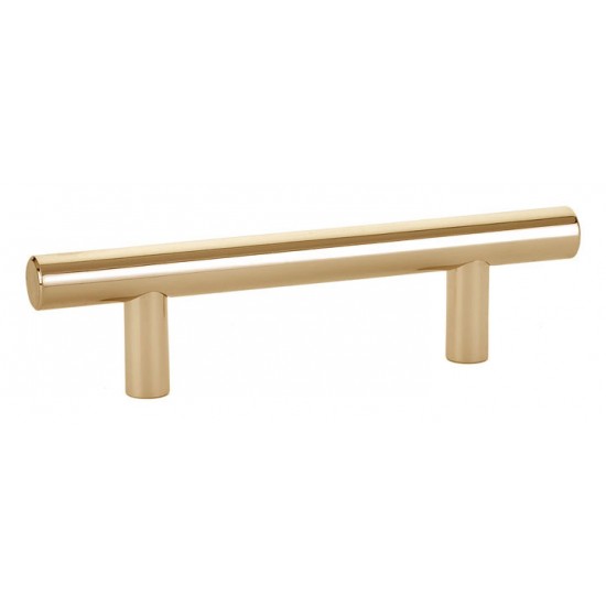 Emtek Solid Brass 3" Center-to-Center Cabinet Bar Pull - 5" (128mm) Overall Length (Unlacquered Brass)