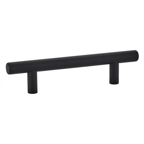 Emtek Solid Brass 3-1/2" c.c. Cabinet Bar Pull - 5-1/2" Overall Length (Flat Black)
