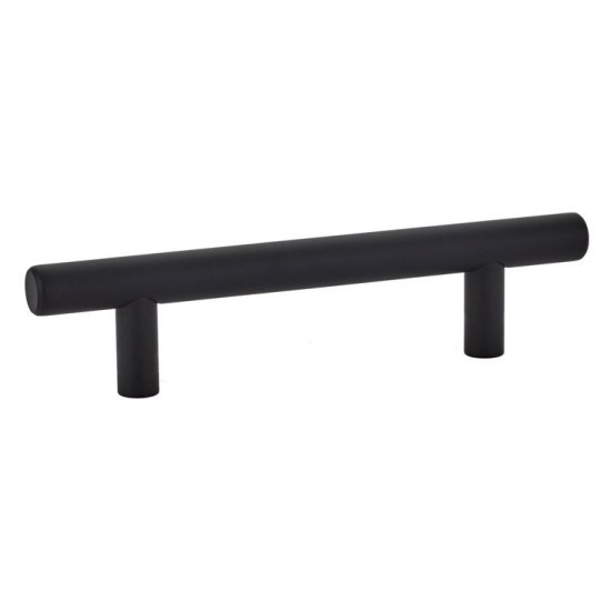 Emtek Solid Brass 3-1/2" Center-to-Center Cabinet Bar Pull - 5-1/2" Overall Length (Flat Black)