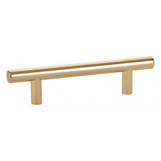 Emtek Solid Brass 3-1/2" Center-to-Center Cabinet Bar Pull - 5-1/2" Overall Length (Unlacquered Brass)