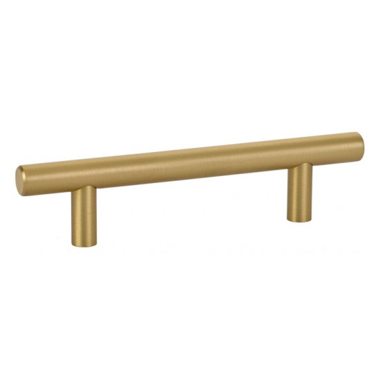 Emtek Solid Brass 3-1/2" c.c. Cabinet Bar Pull - 5-1/2" Overall Length (Satin Brass)