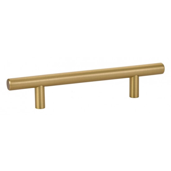 Emtek Solid Brass 4" c.c. Cabinet Bar Pull - 6-1/2" Overall Length (Satin Brass)