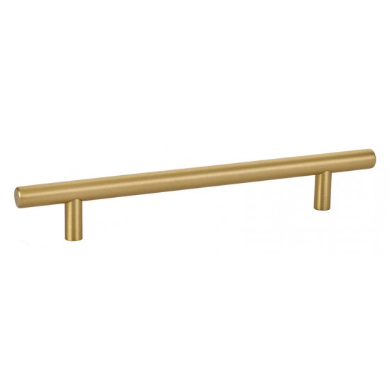Emtek Solid Brass 6" c.c. Cabinet Bar Pull - 8-1/2" Overall Length (Satin Brass)
