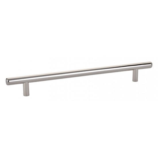 Emtek Solid Brass 8" Center-to-Center Cabinet Bar Pull - 10-1/2" Overall Length (Polished Nickel)
