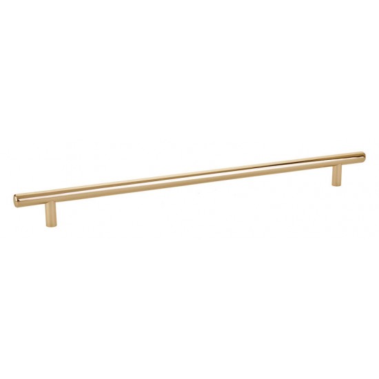 Emtek Solid Brass 12" Center-to-Center Cabinet Bar Pull - 14-1/2" Overall Length (Unlacquered Brass)