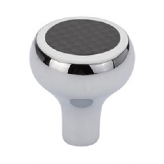 Emtek Carbon Fiber 1-1/4" Cabinet Knob - (Black/Chrome)