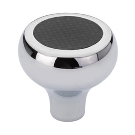 Emtek Carbon Fiber 1-3/4" Cabinet Knob - (Black/Chrome)