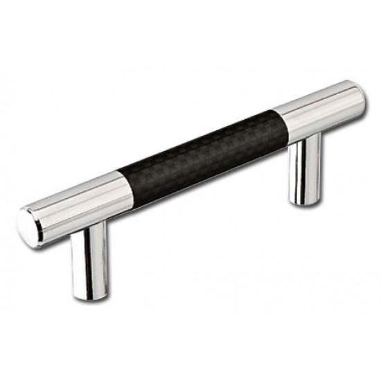 Emtek Carbon Fiber 5" (128mm) Center-to-Center Bar Cabinet Pull - (Black/Chrome)